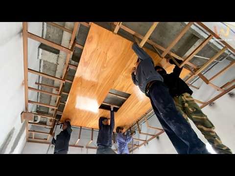 Unbelievable! Amazing Carpenter Skills During Wooden Ceiling Installation