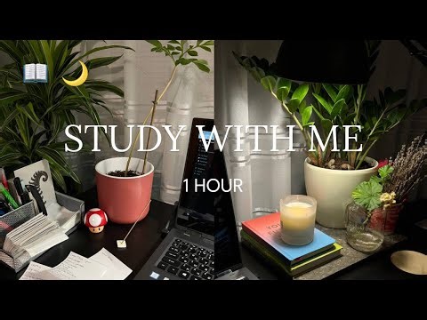 STUDY WITH ME 📚🌙 background noise & cozy ambient | 1 hour real time