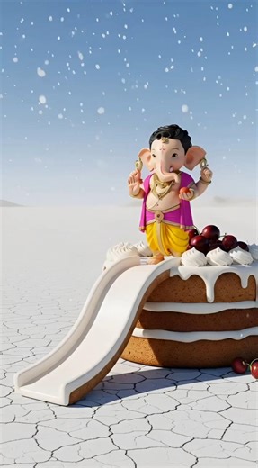 गणेश जी अपने कैक से बने फिसलन पर खेल रहे है 🥰#aishorts #shorts #shortsfeed