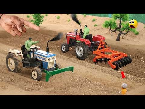 diy mini tractor making farm with disc harrow and leveling machines science project ‪@Weldux‬