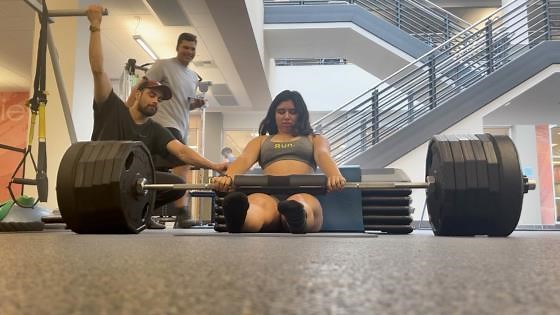 Heaviest weighted hip thrust (female) - 274.42 kg (605 lbs) by Kaitlyn Callo