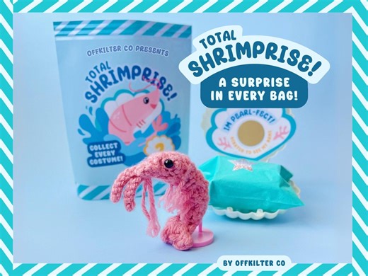 Shrimp Plushie, Blind Bag, Crochet Stuffed Animal With Custom Surprise Mystery Gift Including Seashell, Certificate, and Accessories - Etsy