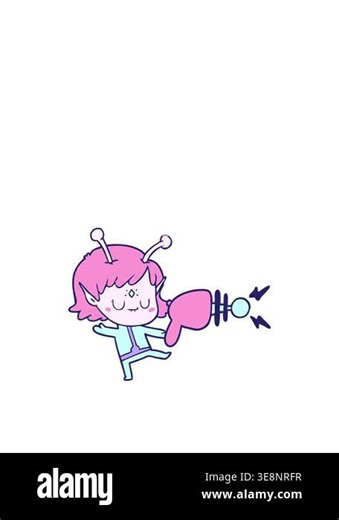 jumping motion animation of drawing of alien girl Stock Video Footage - Alamy