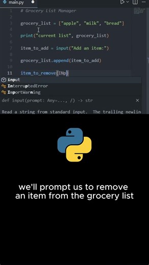 Projects With Python: Grocery List Manager #coding #python #pythonforbeginners #pythonprojects