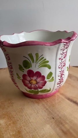 Vintage Italian Ceramic Planter – Hand-painted – Red, Pink, and Green Floral Pattern – Italy – Rustic Country Decor – Majolica Style - Etsy