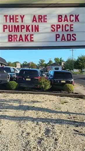 mechanics goof on pumpkin spice latte trend with a sign of their own (mechanic satire)