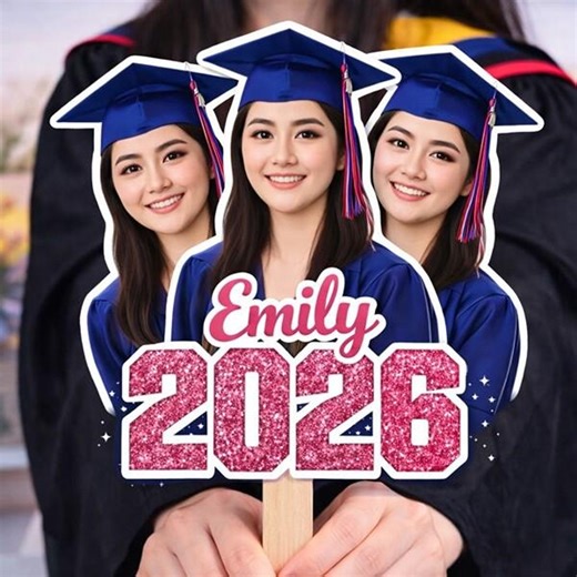 Custom Photo Graduation Fan Hand Sign Gift, Class of 2026 Senior Prop, Personalized Bestie Grad Fan, Party Decoration Sign Gift for Senior - Etsy