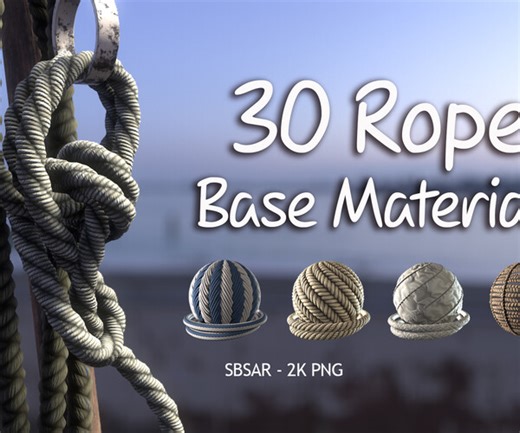 ArtStation - 30 Rope and Cable Base Materials - SBSAR 2K PNG - 2 Free Samples | Game Assets