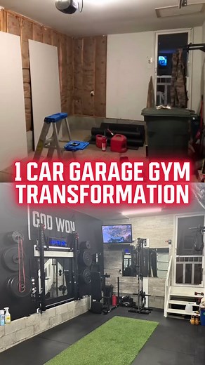 30K views · 43 comments | What do you think of this 1 car garage gym transformation? And what should Andrew add next? __ ️‍♂️: @andrewdancho #garagegymreviews #garagegym #homegym #homegymsetup #homegymdesign #transformation #garagetransformation #prxperformance #prx #turfgrass #titanfitness #betitanfit #roguefitness #dallascowboys | Garage Gym Reviews | Facebook