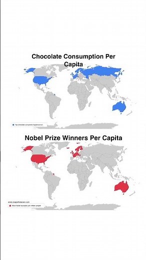 Correlation or Causation? 🤔 Follow mapwhatever for more #mapwhatever #chocolate #nobelprize