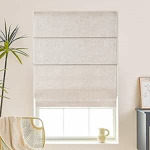 Roman Shades for Window, Light Filtering with Linen Texture Thermal Insulated Heat Blocking Window Blinds for Home Living Room Decor, Linen Color Customize Size