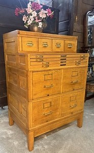 Antique American Quarter-Sawn Oak Stacking Flat File Drawer File Cabinet 1915 | eBay