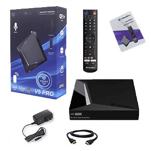 VSeebox 2025 V5 pro latest version Android TV box technology, equipped with voice remote control, 8K HDMI cable, 4GB RAM, 32GB storage space