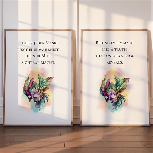 2er Poster Set (DE EN) · Behind the Mask Poster Set · Mut & Wahrheit Zitat · Digital Download - Etsy.de