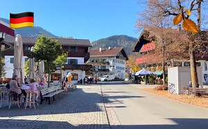 【超清】秋季漫步游德国上阿玛高(Oberammergau)｜阿尔卑斯山脚下的壁画小镇 拍摄日期：2022.10.17