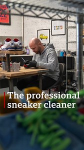 Meet the professional trainer cleaner 👟 bbc.in/48SDTmv | BBC Scotland News
