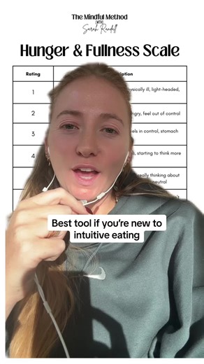 Best tips on how to use this!! 🔺 make another column so you can write what YOU feel at each number 🔺 go through the next day identifying what number you are at when you eat and when you stop 🔺 comfortable fullness is probably eating more than you think 🔺 if you’re hungry an hour later you probs didn’t hit comfy fullness 🔺 don’t get too hung up on the numbers!! There’s not a huge difference between them so just pick You’ve got this!!!#greenscreen
