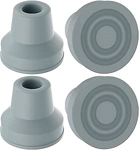 YF Quad Cane Tips (4-Pack) – Heavy Duty 1/2 Inch Replacement Rubber Foot – Non-Slip Base/End for Extra Stability – Durable Accessories for Walking Sticks for Women, Men, Seniors – Gray