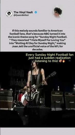 The 80s rock hit that became the NFL’s primary theme.#Shorts #JoanJett #SundayNightFootball