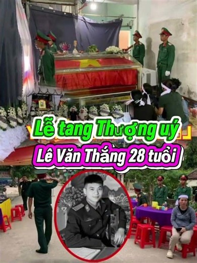 At this moment, the funeral of 28-year-old First Lieutenant Le Van Thang is being held with solem...