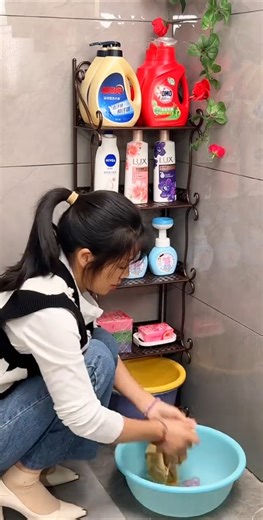 Bathroom storage rack #folding, no installation required #home essentials