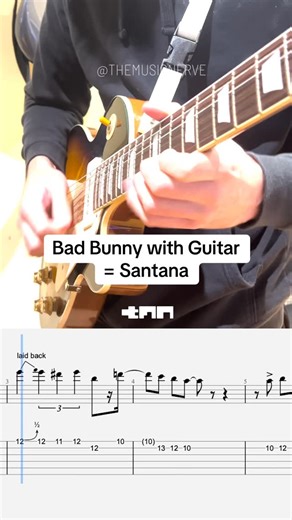 The Music Nerve - Daily Guitar Videos on Instagram: "Bad Bunny with electric guitar gives Santana vibes - what do you think? Cover of Bad Bunny - Balle Inolvidable (2025) with guitar tabs. #badbunny #badbunnyfans #guitarcovers #guitarsolo #guitartabs"