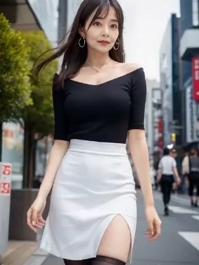 美人のミニスカート後ろ姿