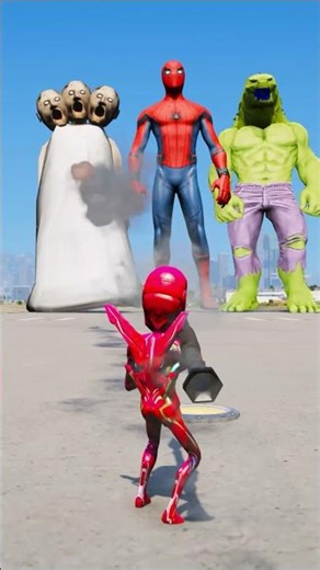 Random Superheroes VS Giant Granny & Giant Spiderman & hulk Brothers #shorts #youtubeshorts