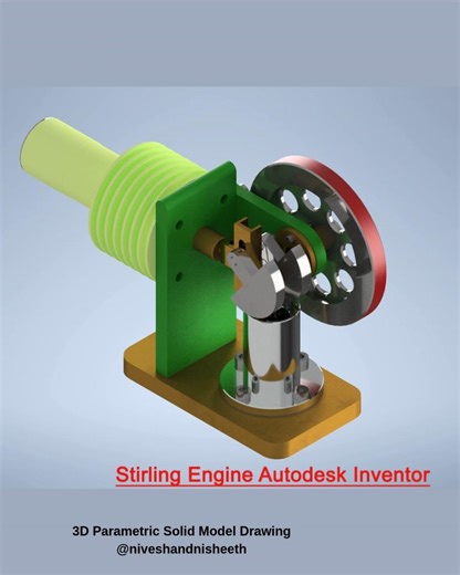 Stirling Engine Assembly | Autodesk Inventor 2024 🔧⚙️#youtubeshorts #shorts #inventor2024