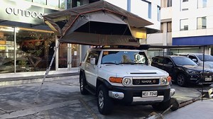 Darche Australia rooftop tent with Rhino Rack Australia crossbar and Sunseeker awning fitted on a FJ Cruiser. P89,999 rooftop tent comes with free Rhino Rack crossbar P21,500 Sunseeker awning Another happy customer of the Outdoors Club this November 22. | Outdoors Club - Ortigas Home Depot