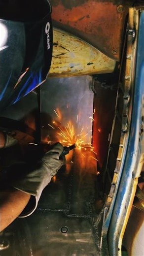 Welding in floor on the Model A VW Rat Rod