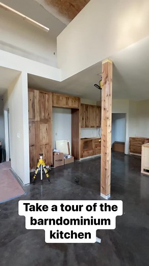 51K views · 477 reactions | Take a tour with me of the barndominium kitchen? Cabinets are in. | RR Buildings | Facebook
