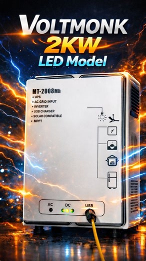 Voltmonk || Home -Ups || Inverters || LiFePO4 on Instagram: "⚡ Power made simple. 🔋 Voltmonk 2KW LED Model 💡 Clear LED indicators. Reliable performance. Built to last. . . . . . . #voltmonk #trendingreels❤️ #foryoupageviralシ゚ #inverter #teluguwhatsappstatus 📞 Orders: 8885343610 🌐 www.voltmonk.com"