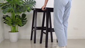 PJ Wood Classic Saddle-Seat 29In Kitchen Counter Stools, Black, Set of 2