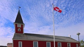 Greenland Flag Waving Over the Main Nuuk Cathedral, Downtown Capital Church Stock Video - Video of sermitsiaq, view: 309316379