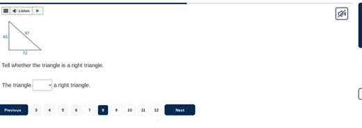 Tell whether the triangle is a right triangle.  Given a triangl... | Filo