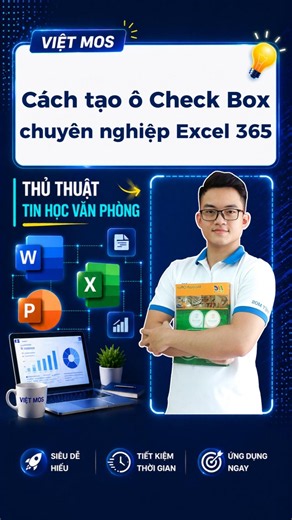 ✨️ Cách tạo ô Check Box trong Excel 365 #vietmos #tinhocvanphong #luyenthimos #excel #chungchimos