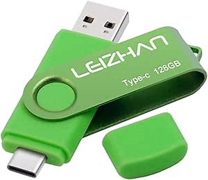 leizhan 128GB Type C USB Flash Drive USB 3.0 Dual Drive OTG Thumb Drive USB C Memory Stick for Samsung Galaxy S10+, S10e, S10,S9, Note 9, S8, S8 Plus,Google Pixel XL, Green