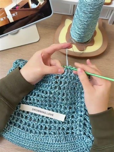 Title: Sparkling Blue Crochet Bag: A Handmade Gem for Besties