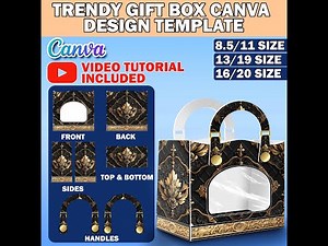 Trendy Fashion Gift Bag Box Template, DIY Designer Purse Handbag Gift Box, Luxury Handbag
