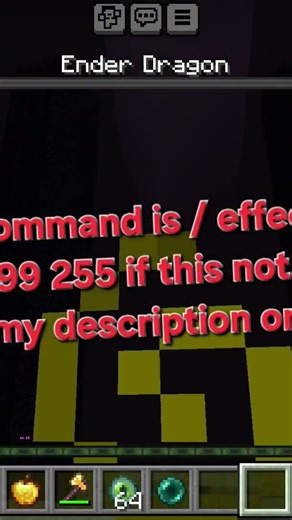 doing one shot dragon command is /effect @s strength 9999 255