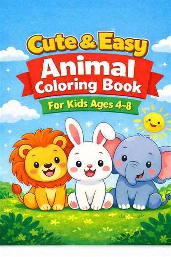 50 Cute Animals Coloring Book for Kids Ages 4–8 | Big Fun Animal Coloring Pages | Printable Kids Activity PDF - Etsy