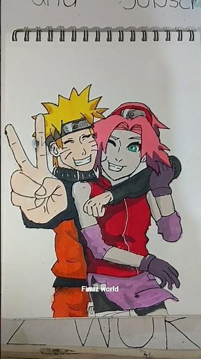 Naruto with Sakura drawing #shorts #trending #viral