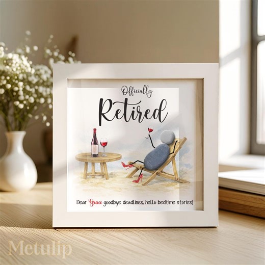 Personalized Pebble Art Retirement Frame,good Luck Present,pebble Art Picture Framed,work Colleague Leaving,pebble Art Picture Retirement - Etsy