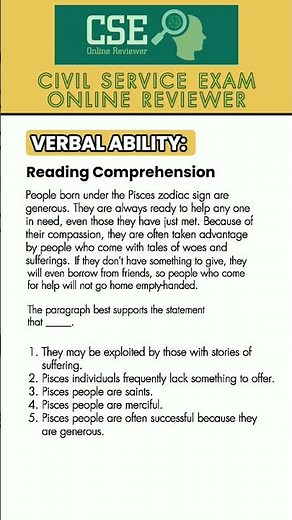 Quick online review for civil service exam! #readingcomprehension
