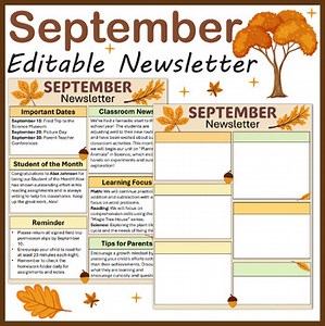 Editable September Newsletter Template