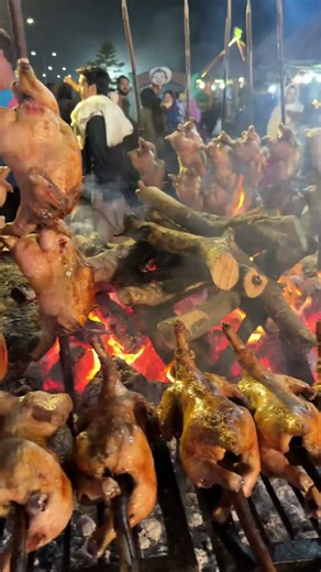 Bonefire party with grill chicken #food #campfire