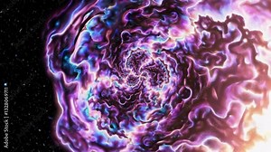 Dynamic cosmic vortex: mesmerizing swirl of intergalactic nebulae and light trails