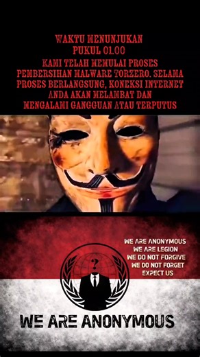 Kami telah memulai proses pembersihan malware TorZero. Selama proses berlangsung, koneksi internet Anda akan melambat dan mengalami gangguan atau terputus. maafkan kami atas ketidaknyamanan ini 🌹 #blackout #bjorka #ghosroot_anonymous #ghost_root__ #anonymous