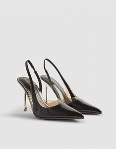 River Island sling back court heels in brown - dark | ASOS